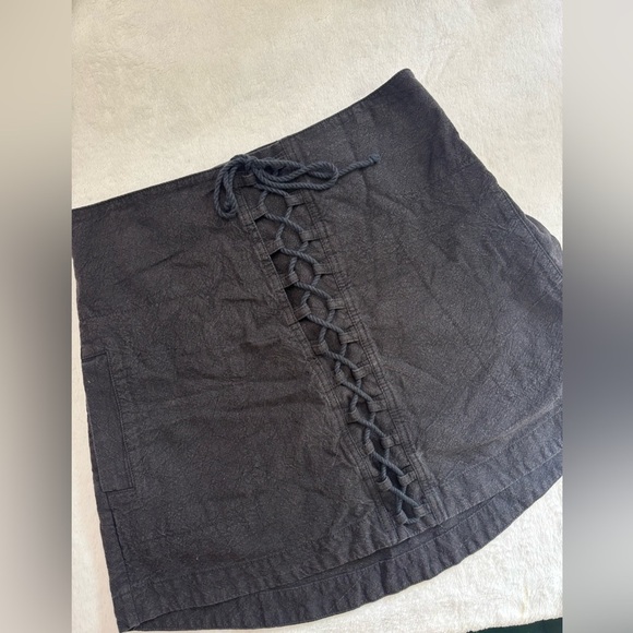 Free People Walk My Way Lace-Up Mini Skirt – Black, Size Medium - Picture 2 of 6